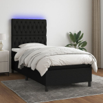 Kontinentaalvoodi madrats ja led, must, 80x200 cm, kangas