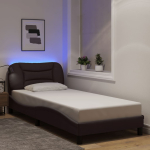 Voodiraam led-iga ilma madratsita hvar, tumehall, 90x190 cm, kangas