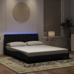 Voodiraam led ilma madratsita hanko, must, 160 x 200 cm, samet