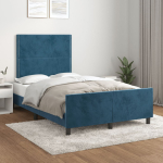 Voodiraam ilma madratsiga tumesinine 120x190 cm samet