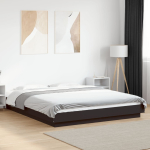 Voodiraam led-tuledega, must, 150 x 200 cm, tehispuit