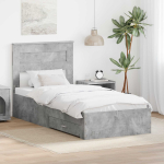 Voodi raam sahtliga peaga betoonhall 90 x 200 cm tehispuit