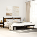 Metallist voodiraam ilma madratsita suitsutatud tamm 183x213 cm