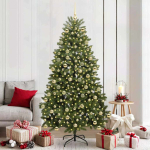 Tehisj&otilde;ulupuu 210 cm 300 led-i soe valge pvc ja teras roheline
