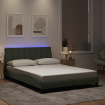 Voodiraam led ilma madratsita hanko, helehall, 140x190 cm, samet