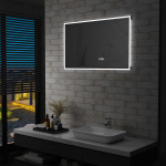 Vannitoa led-seinapeegel puuteanduri ja ajan&auml;idikuga 100x60 cm