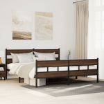 Metallist voodiraam ilma madratsita pruun tamm 193x203 cm