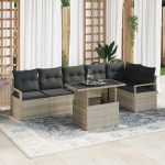 Aia diivanikomplekt ladustamisega 7 pcs helehall pol&uuml;rotang