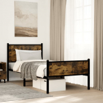 Metallist voodiraam ilma madratsita suitsutatud tamm 80x200 cm