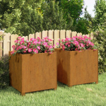 Jalgadega taimekastid, 2 tk, rooste, 50x50x50 cm, corten teras