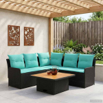 M&ouml;&ouml;blisete padjaga 4 pcs must ja t&uuml;rkiissinine pe rattan