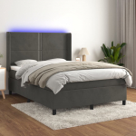 Kontinentaalvoodi madrats ja led, tumehall, 140x200 cm, samet