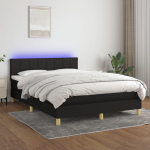Kontinentaalvoodi madrats ja led, must, 140x200 cm, kangas