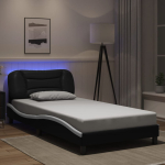 Voodiraam led-iga ilma madratsita hvar, must ja valge, 100 x 200 cm