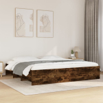 Voodiraam ilma madratsita suitsutatud tamm 200x200 cm tehispuit