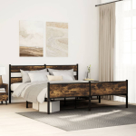 Metallist voodiraam ilma madratsita suitsutatud tamm 193x203 cm