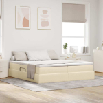 Voodi hoiukohaga ja madratsiga cream 180 x 200 cm pol&uuml;ester