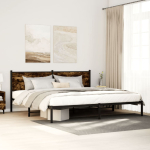 Metallist voodiraam ilma madratsita suitsutatud tamm 193x203 cm