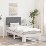 Voodiraam pehme peatoega peaga helehall 75 x 190 cm tahke m&auml;nd
