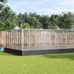 Linnumaja koos laiendusega, h&otilde;bedane, 832x414x212 cm, teras