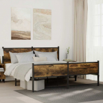 Metallist voodiraam ilma madratsita suitsutatud tamm 183x213 cm
