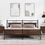 Metallist voodiraam ilma madratsita pruun tamm 193x201 cm
