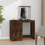 Peegliga tualettlaud, pruun tamm, 90x50x132,5 cm, tehispuit