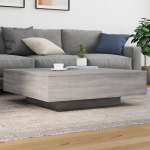 Kohvilaud led-tuledega, hall sonoma tamm, 100 x 100 x 31 cm