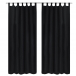 Aasadega mikrosatiinist kardinad 2 tk 140 x 225 cm must