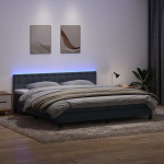 Kontinentaalvoodi madrats ja led tumehall 180x220 cm samet