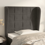 Voodipeats servadega, tumehall, 103x23x118/128 cm, samet