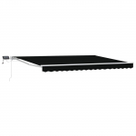 Manuaalne varikatus led-idega must 4 &times; 3 m pol&uuml;ester pu-kattega