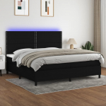 Kontinentaalvoodi madrats ja led, must, 200x200 cm, kangas