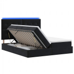 Led-iga voodiraam koos madratsiga must 200 x 200 cm samet