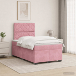 Vedruvoodi madratsiga led-ribadega roosa 120 x 190 cm samet