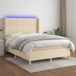 Kontinentaalvoodi madrats ja led, kreemjas, 140x190 cm, kangas