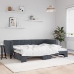 Diivanvoodi v&auml;ljat&otilde;mmatava osaga, tumehall, 80x200 cm samet