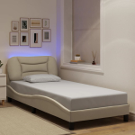 Voodiraam led-iga ilma madratsita hvar, kreemjas, 90 x 190 cm, kangas