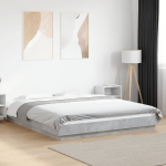 Voodiraam led-tuledega, betoonhall, 150 x 200 cm, tehispuit