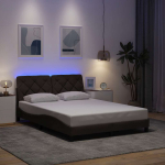 Voodiraam led-iga ilma madratsita tumepruun 120x200 cm kangas
