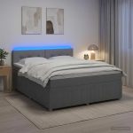 Vedruvoodi madratsiga led-ribadega helehall 140 x 200 cm kangas