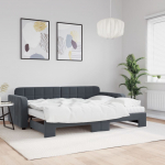 Diivanvoodi v&auml;ljat&otilde;mmatava osaga, tumehall, 80x200 cm samet