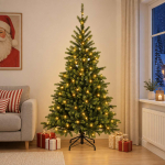 Kunstlik kokkupandav j&otilde;ulupuu 180 cm 300 led-i soe valge
