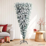 Tagurpidi kunstkuusk 180 cm pvc ja teras roheline ja valge