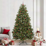 Tehisj&otilde;ulupuu 240 cm 300 led-i soe valge pvc ja teras roheline