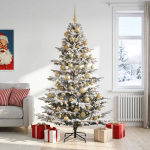 Kunstkuusk koos j&otilde;ulukuuliga 210 cm 300 led-i soe valge