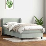 Box vedruvoodi madratsiga helehall 80x210 cm samet