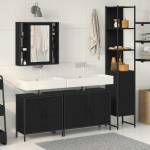 Vannitoa m&ouml;&ouml;bleset riiuliga ladustamisega 4 pcs must tehispuit