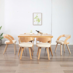 S&ouml;&ouml;gitoolid 6 tk, kreemjasvalge, painutatud puit ja kunstnahk