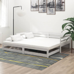 V&auml;ljat&otilde;mmatav p&auml;evavoodi, 2x(90x200) cm, valge, t&auml;ism&auml;nnipuit